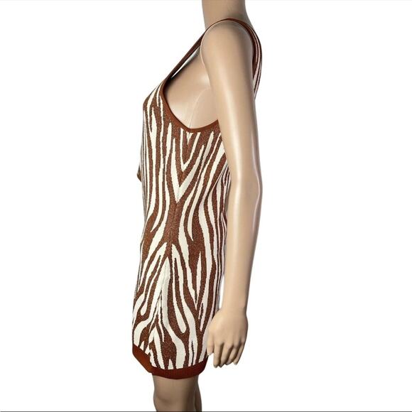 Retrofete Dimi Metallic Zebra Print Mini Cut Out Sexy Bodycon Dress - Picture 3 of 13